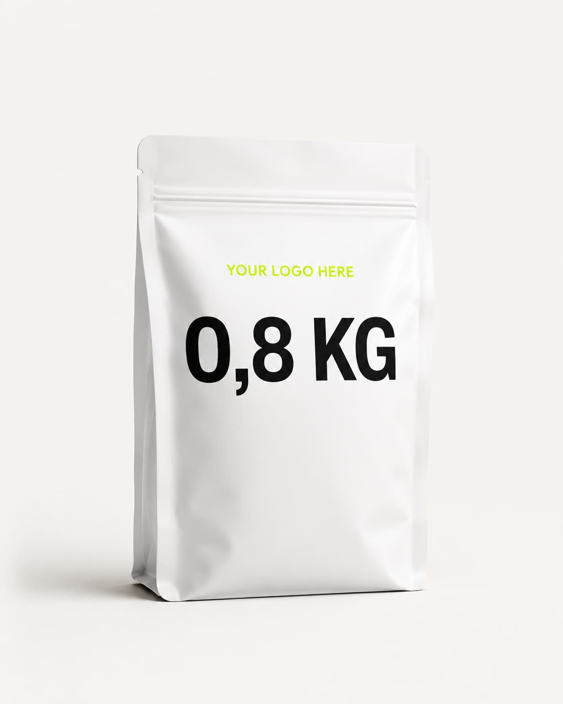 Mockup sacco formato 0,5-1 kg con logo e taglia stampati